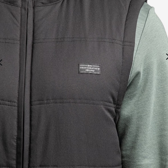 Travis Mathew Black Interlude Zip Pufffer Vest New Mens Small Spring Ski Golf S - Picture 3 of 4